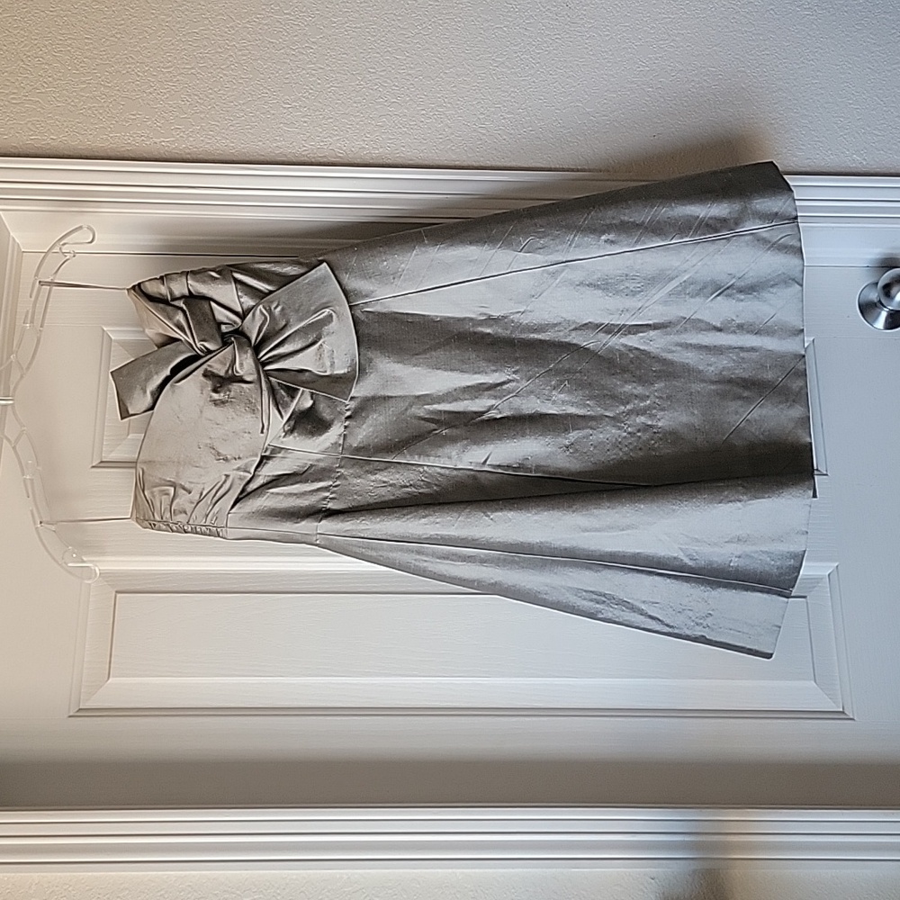 Trina Turk Silver Silk Cocktail Dress 6
